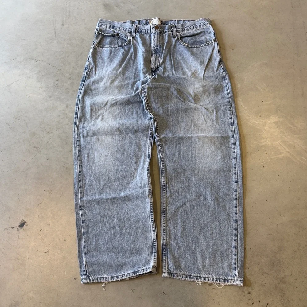 Levi Strauss Loose Straight Jeans Light Wash Baggy Denim Mens 38x30 3135